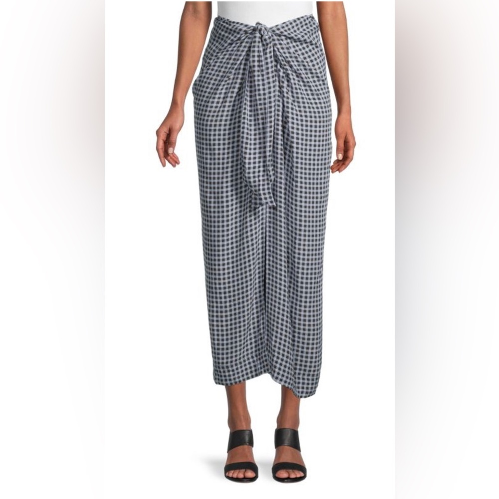 Ganni Knotted Checked Midi Skirt